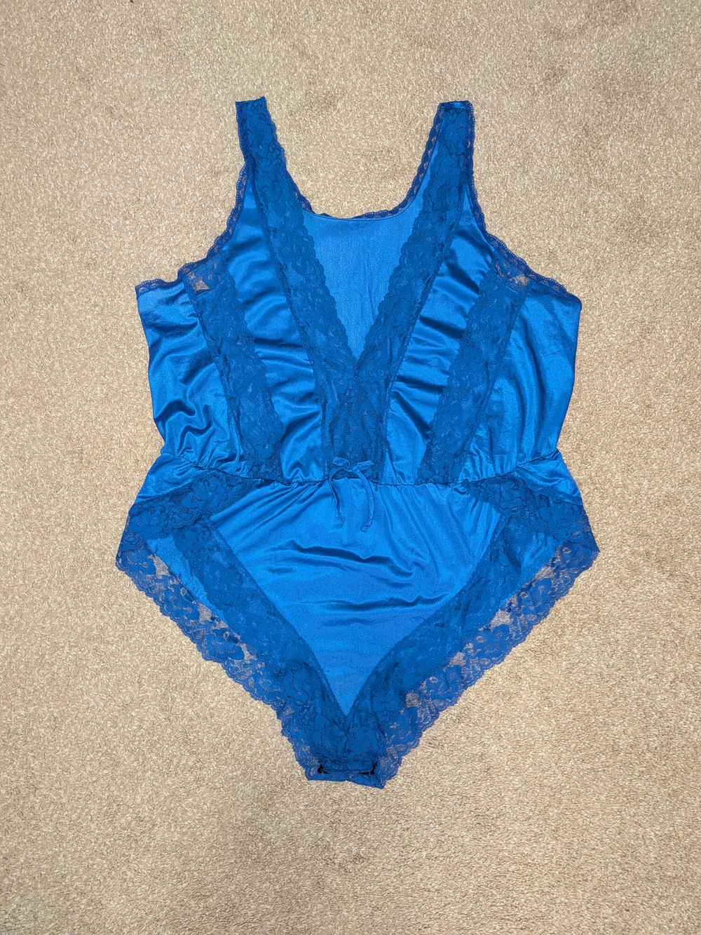 Vintage Blue Lace-Trim Teddy